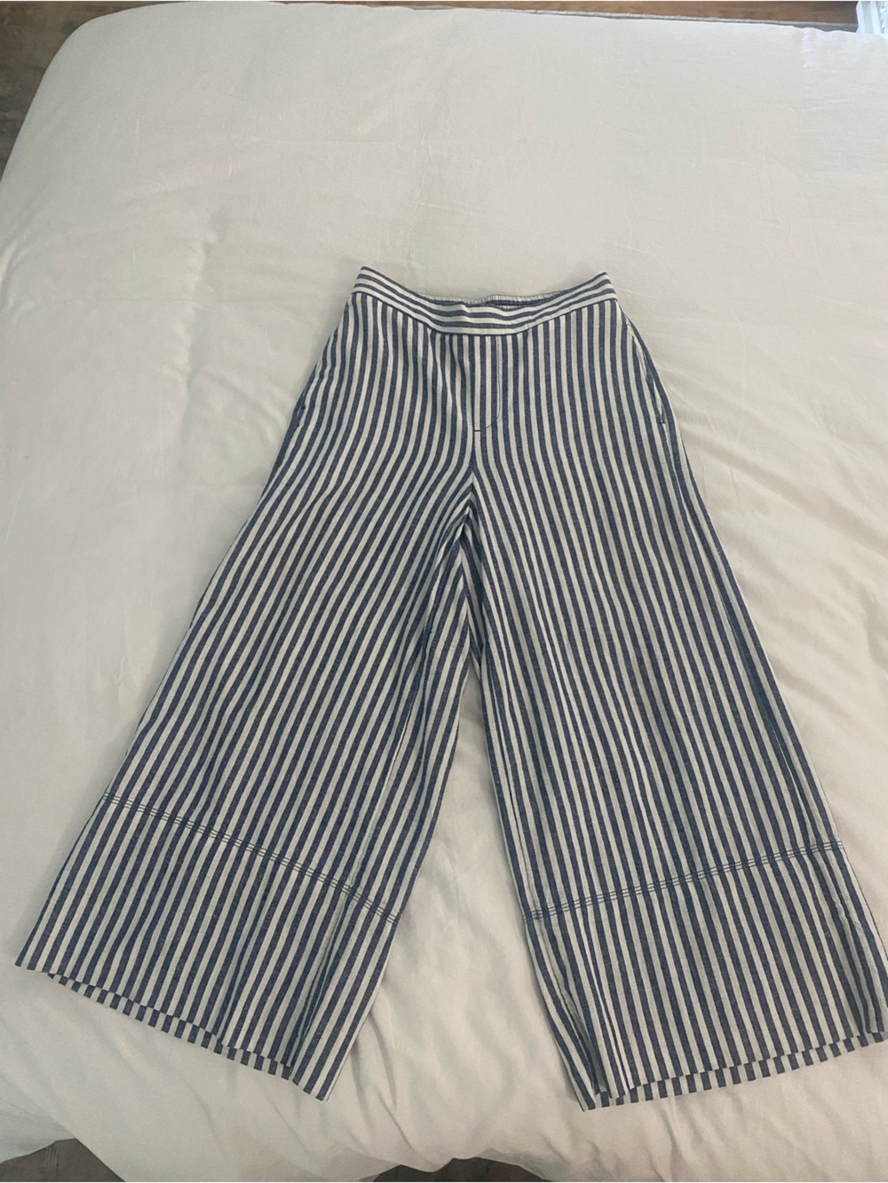 Banana Republic Navy and White Striped Wide Leg Pants